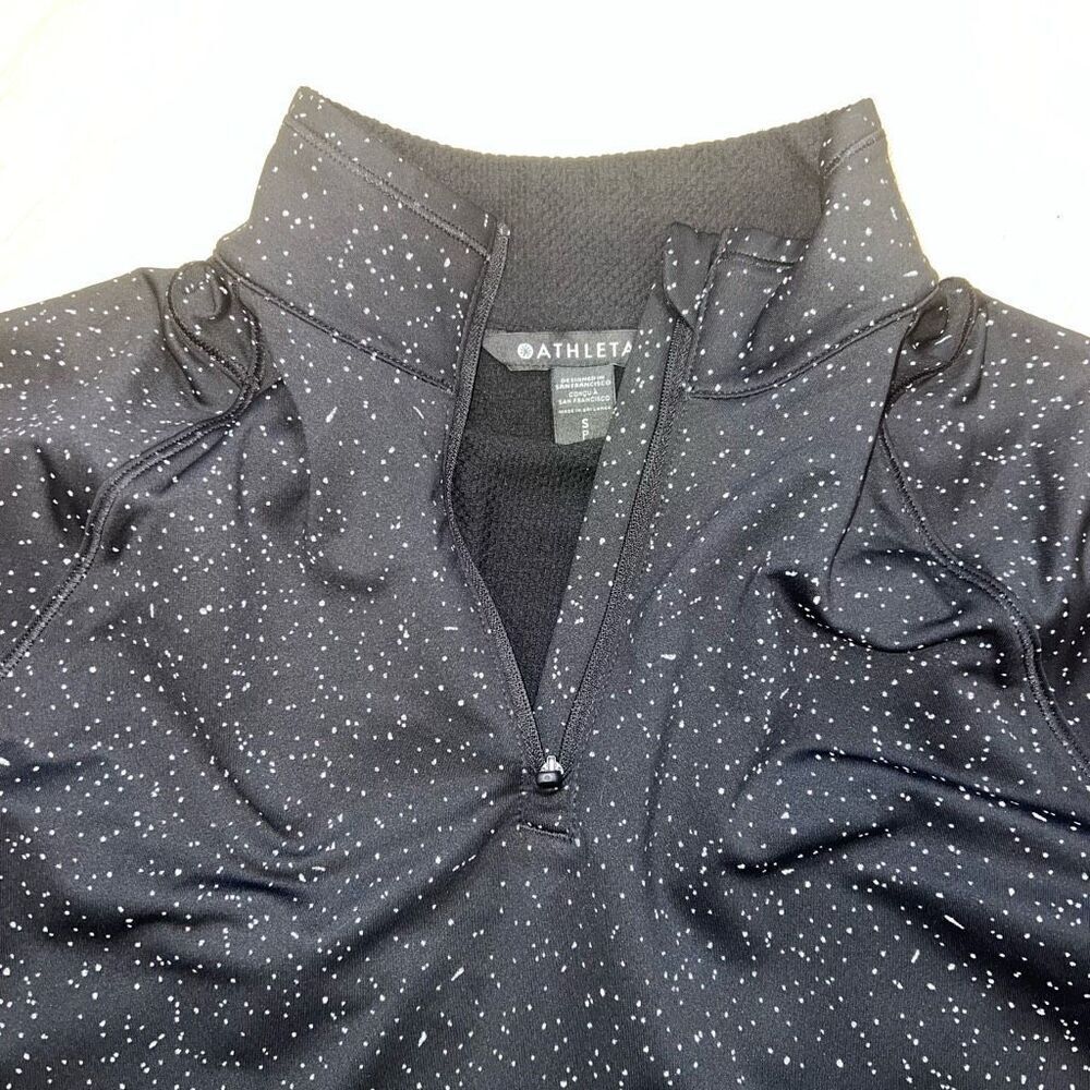 Athleta Whistler Half Zip Quick Dry Fitted Pullover, Black & Spots Women’s Small - Picture 8 of 13